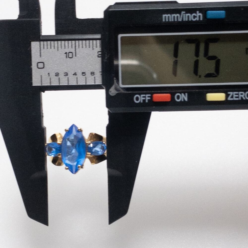 10K Gold Tanzanite Ring Marquise Center 3 Stone Statement Size 6 - Picture 14 of 14